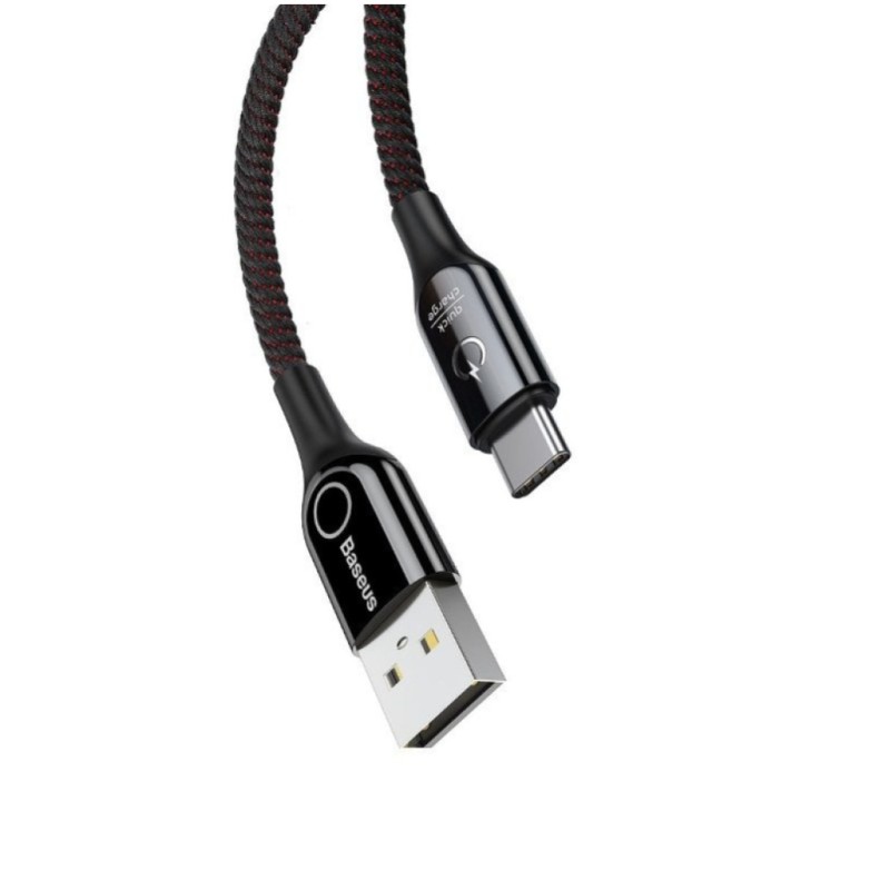Kabel USB-C => USB-A 2.0 tekstil ovoj 1,00m 5V/3A QC3 LED indikator polnjenja Baseus črn(CATCD-01) Baseus Kabel USB-C => USB-A 2.0 tekstil ovoj 1,00m 5V/3A QC3 LED indikator polnjenja Baseus črn(CATCD-01)
