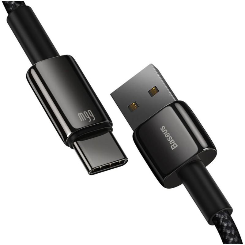 Kabel USB-C => USB-A 2.0 tekstil ovoj 1,00m 11V/6A 66W QC3 Tungsten Gold Baseus črn (CATWJ-B01) Baseus Kabel USB-C => USB-A 2.0 tekstil ovoj 1,00m 11V/6A 66W QC3 Tungsten Gold Baseus črn (CATWJ-B01)