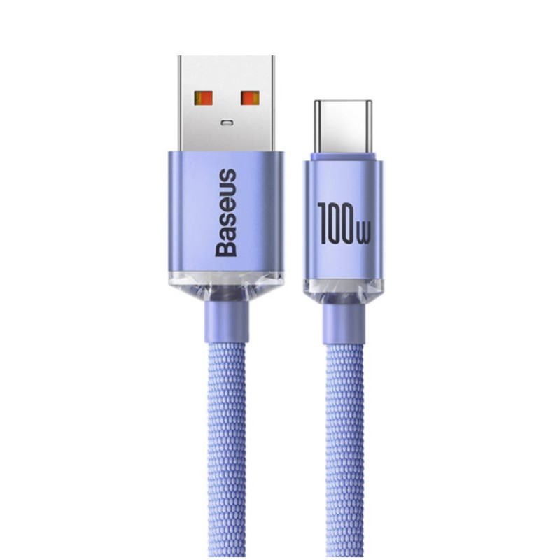 Kabel USB-C => USB-A 2.0 tekstil ovoj 2,00m 5A Baseus Crystal Shine – vijolčen (CAJY000505) Baseus Kabel USB-C => USB-A 2.0 tekstil ovoj 2,00m 5A Baseus Crystal Shine – vijolčen (CAJY000505)