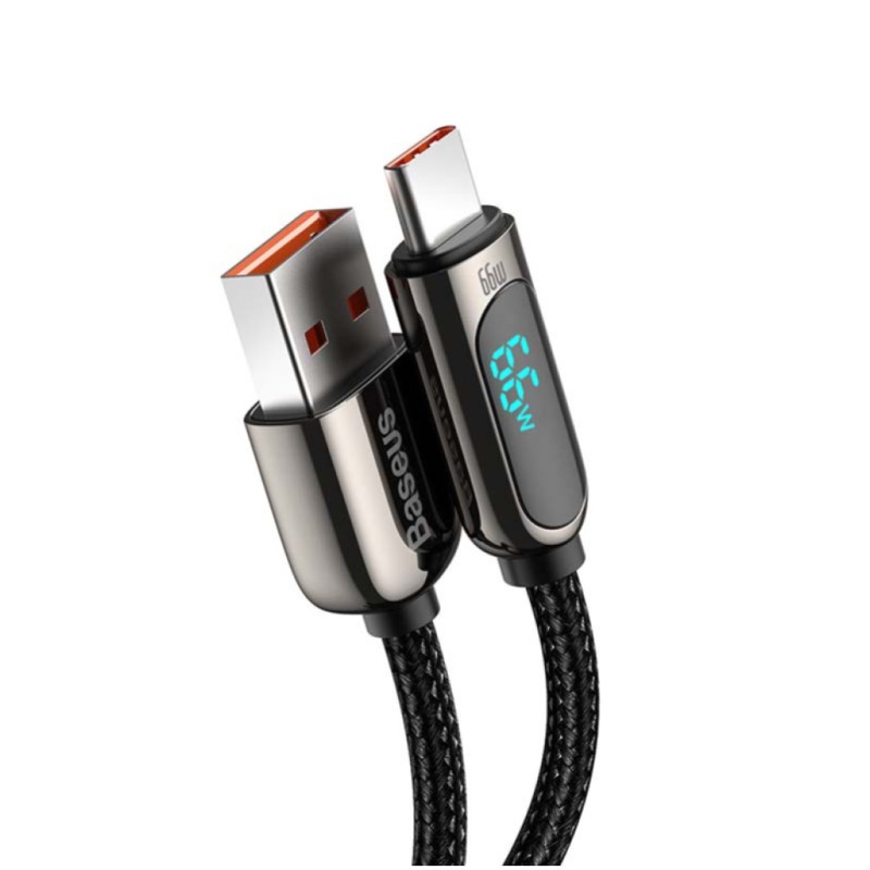 Kabel USB-C => USB-A 2.0 tekstil ovoj 1,00m 6A Baseus Display – črn (CASX020001) Baseus Kabel USB-C => USB-A 2.0 tekstil ovoj 1,00m 6A Baseus Display – črn (CASX020001)