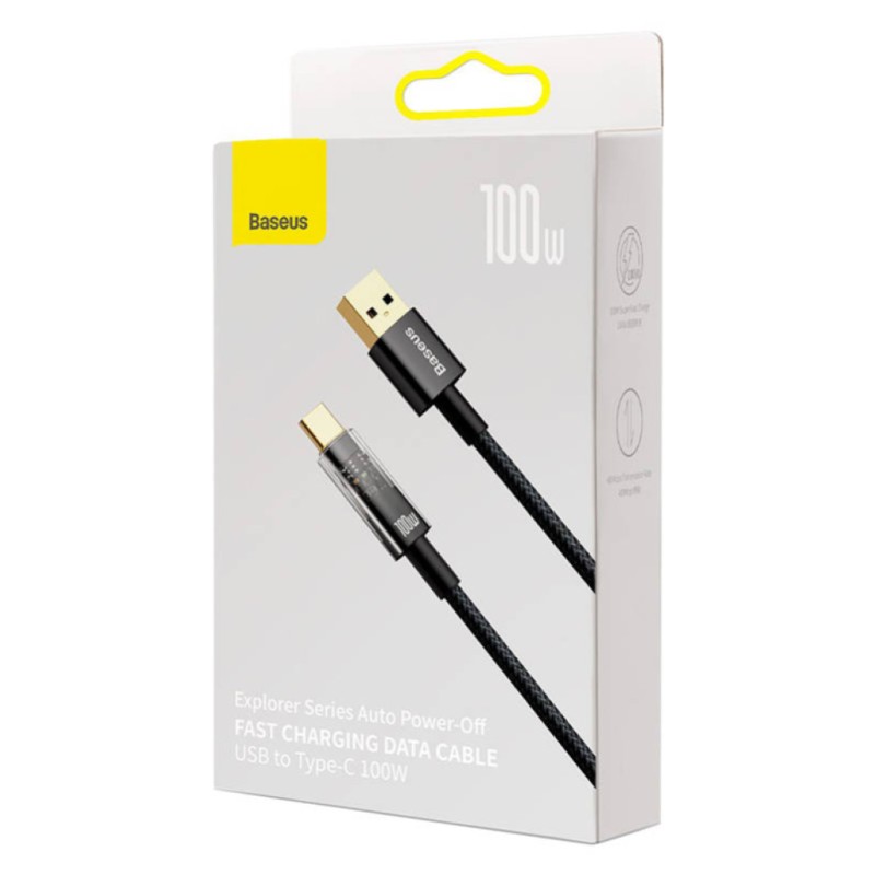 Kabel USB-C => USB-A 2.0 tekstil ovoj 2,00m 6A Baseus Explorer – črn (CATS000301) Baseus Kabel USB-C => USB-A 2.0 tekstil ovoj 2,00m 6A Baseus Explorer – črn (CATS000301)