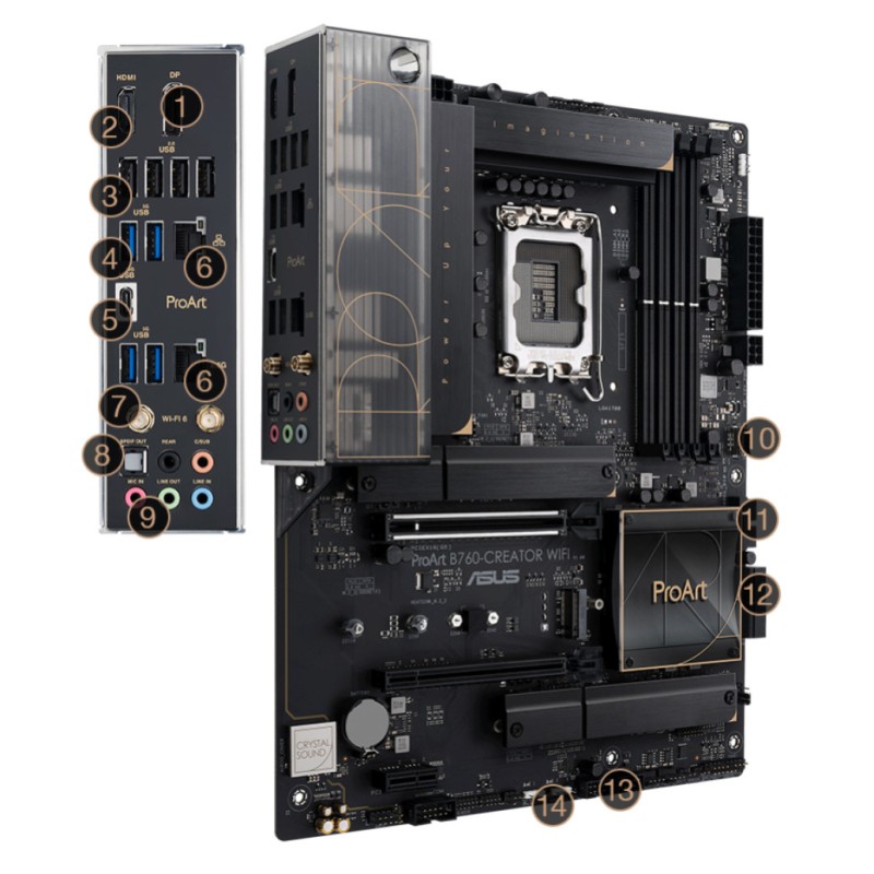 Osnovna plošča 1700 Asus ProArt B760-CREATOR WIFI ATX 1xHDMI 2.1 1xDisplayPort 1.4 ASUS Osnovna plošča 1700 Asus ProArt B760-CREATOR WIFI ATX 1xHDMI 2.1 1xDisplayPort 1.4
