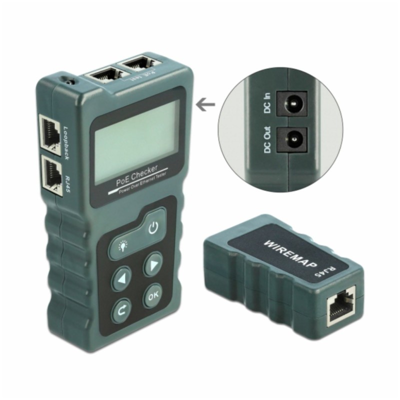 ETH LAN tester omrežja Delock RJ45, POE, DC digitalni 63110 Delock ETH LAN tester omrežja Delock RJ45, POE, DC digitalni 63110