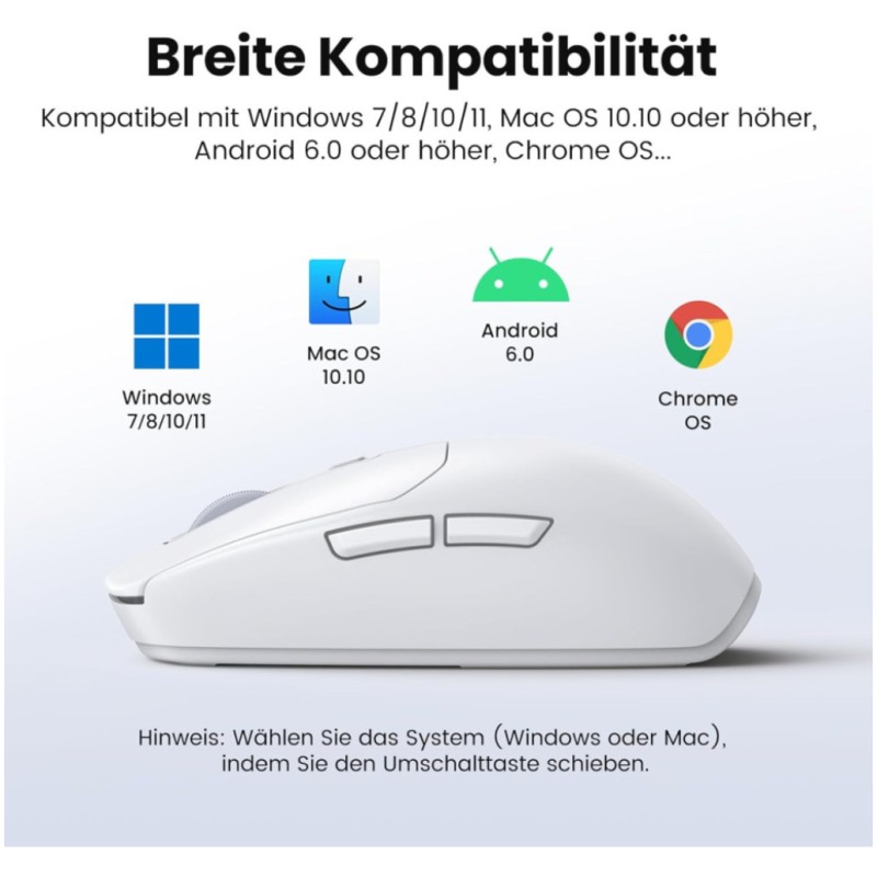 Miš brezžična + Bluetooth USB-C Ugreen UGRTI-15629 5000DPI 700mAh vgrajena baterija 5 gumbov bela (15629) UGREEN Miš brezžična + Bluetooth USB-C Ugreen UGRTI-15629 5000DPI 700mAh vgrajena baterija 5 gumbov bela (15629)