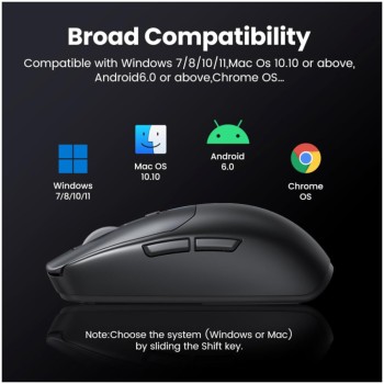 Miš brezžična + Bluetooth USB-C Ugreen UGRTI-90539 5000DPI 700mAh vgrajena baterija 5 gumbov črna (90539)