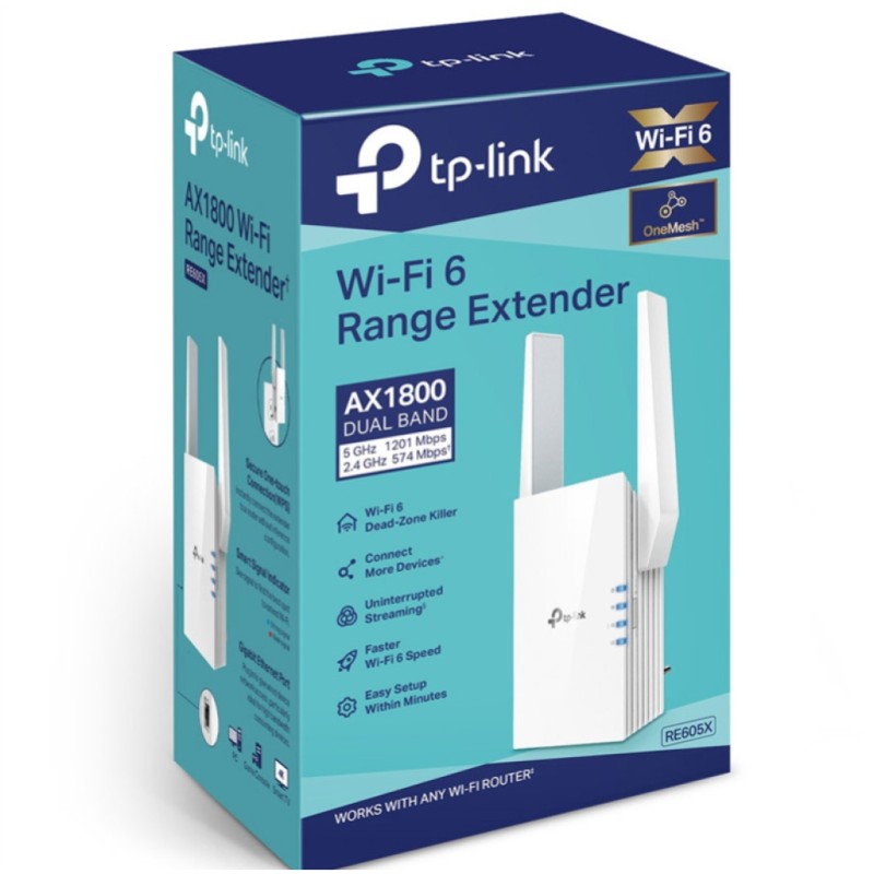Razširitev brezžičnega omrežja TP-Link RE605X WiFi6 802.11ax AX1800 1200Mbit/s 1xRJ45 2x antena (RE605X) TP-LINK Razširitev brezžičnega omrežja TP-Link RE605X WiFi6 802.11ax AX1800 1200Mbit/s 1xRJ45 2x antena (RE605X)