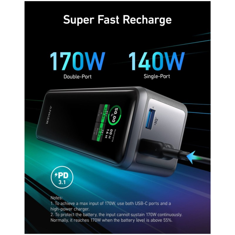 Prenosna baterijaAnker Prime Powerbank 27650mAh 2x USB-C 1xUSB-A 250W ANKER Prenosna baterijaAnker Prime Powerbank 27650mAh 2x USB-C 1xUSB-A 250W