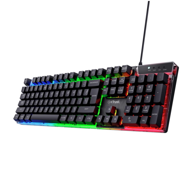 Gaming Tipkovnica Žična Trust GTX 835 UK | črna RGB (23651) TRUST Gaming Tipkovnica Žična Trust GTX 835 UK | črna RGB (23651)