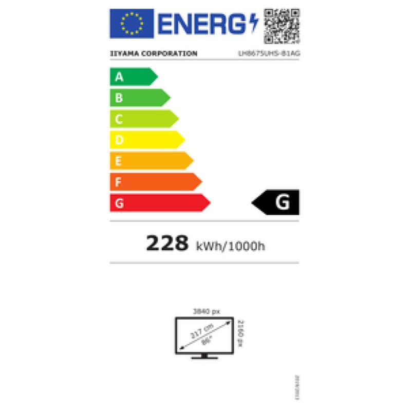 Prikazovalnik LED IIyama 218 cm (86,0) LH8675UHS-B1AG 3840x2160 60Hz IPS 3xHDMI DisplayPort WiFi RJ45 RS232-In-Out 2xUSB2.0 IR zvočniki 2x10W NTSC72% 1400:1 500 cd/m2 Android OS 11 Iiyama Prikazovalnik LED IIyama 218 cm (86,0) LH8675UHS-B1AG 3840x2160 60Hz IPS 3xHDMI DisplayPort WiFi RJ45 RS232-In-Out 2xUSB2.0 IR zvočniki 2x10W NTSC72% 1400:1 500 cd/m2 Android OS 11