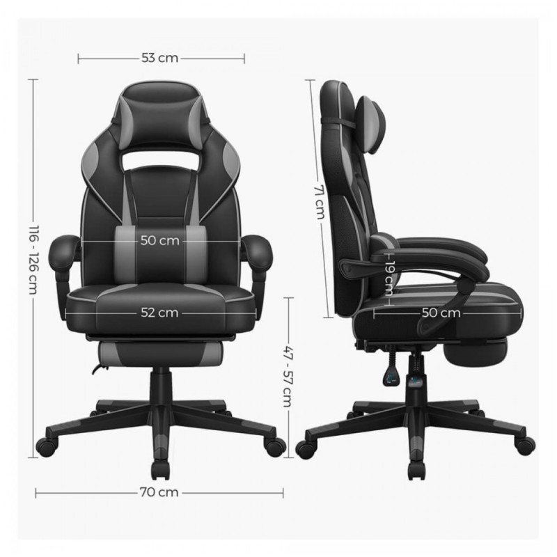 Stol gaming Songmics črno-siv (OBG073B03V1) SONGMICS Stol gaming Songmics črno-siv (OBG073B03V1)