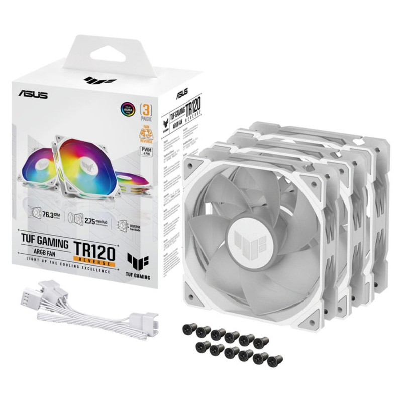 Ventilator Asus TR120 Reverse 120mm, bela ARGB (3 pack) ASUS Ventilator Asus TR120 Reverse 120mm, bela ARGB (3 pack)