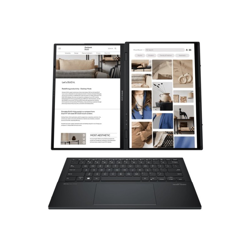 Prenosnik Asus 2x 35,5 cm (14,0) Zenbook Duo 14 OLED 2880x1800 OLED na dotik 500nit 120Hz Ultra 7-155H/32GB/SSD1TB/BL/Pisalo/Intel Arc/Win11Home (90NB12U1-M00JX0) ASUS Prenosnik Asus 2x 35,5 cm (14,0) Zenbook Duo 14 OLED 2880x1800 OLED na dotik 500nit 120Hz Ultra 7-155H/32GB/SSD1TB/BL/Pisalo/Intel Arc/Win11Home (90NB12U1-M00JX0)