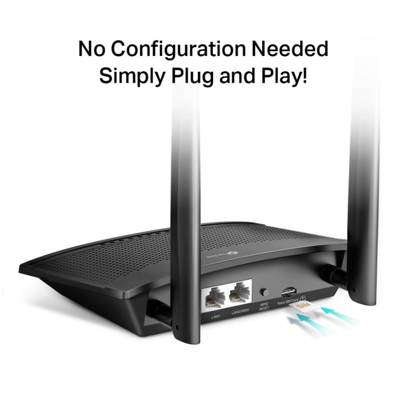 Usmerjevalnik brezžični TP-Link TL-MR100 WiFi4 802.11n N300 300Mbit/s 4G 2xLAN+1xWAN 2x antena TP-LINK Usmerjevalnik brezžični TP-Link TL-MR100 WiFi4 802.11n N300 300Mbit/s 4G 2xLAN+1xWAN 2x antena