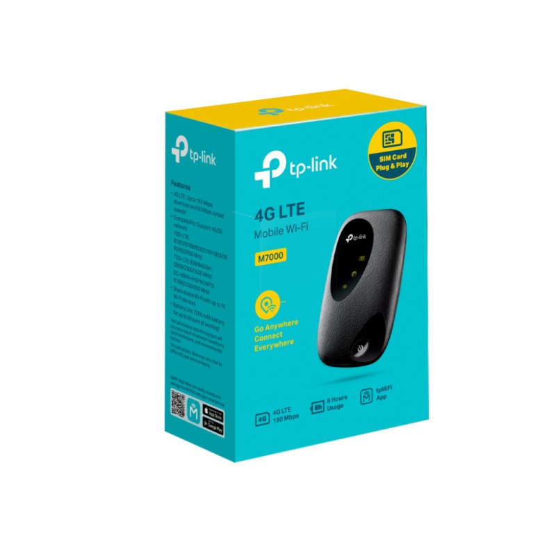Usmerjevalnik brezžični TP-Link WiFi4 802.11n 150Mbit/s 4G mobilni 1x notranja antena (M7000) TP-LINK Usmerjevalnik brezžični TP-Link WiFi4 802.11n 150Mbit/s 4G mobilni 1x notranja antena (M7000)