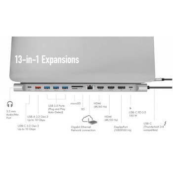 Priklopna postaja USB-C => Logilink 1xDisplayPort 2xHDMI 3xUSB3.0 1xUSB-C 1xUSB-C PD 100W 1xRJ45 čitalec kartic SD/microSD (UA0411) Priklopna postaja USB-C => Logilink 1xDisplayPort 2xHDMI 3xUSB3.0 1xUSB-C 1xUSB-C PD 100W 1xRJ45 čitalec kartic SD/microSD (UA0411)