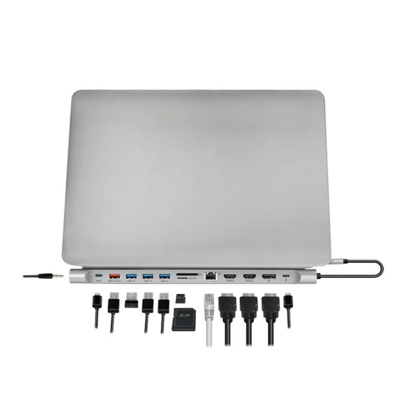 Priklopna postaja USB-C => Logilink 1xDisplayPort 2xHDMI 3xUSB3.0 1xUSB-C 1xUSB-C PD 100W 1xRJ45 čitalec kartic SD/microSD (UA0411) LOGILINK Priklopna postaja USB-C => Logilink 1xDisplayPort 2xHDMI 3xUSB3.0 1xUSB-C 1xUSB-C PD 100W 1xRJ45 čitalec kartic SD/microSD (UA0411)