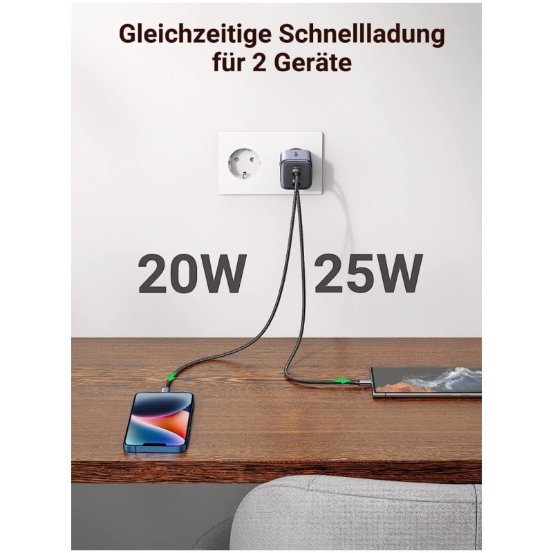 Hišni polnilec 100-240V => 2x USB-C 45W GaN II PD 3.0 Nexode Charger Ugreen črn UGREEN Hišni polnilec 100-240V => 2x USB-C 45W GaN II PD 3.0 Nexode Charger Ugreen črn