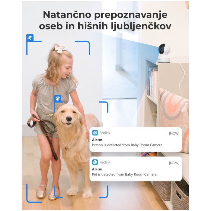 Notranja nadzorna kamera Reolink 4 MP WiFi/LAN 220V horizontalno 82°/43°vertikalno samostoječa mikrofon in zvočnik (E series E330) Reolink Notranja nadzorna kamera Reolink 4 MP WiFi/LAN 220V horizontalno 82°/43°vertikalno samostoječa mikrofon in zvočnik (E series E330)