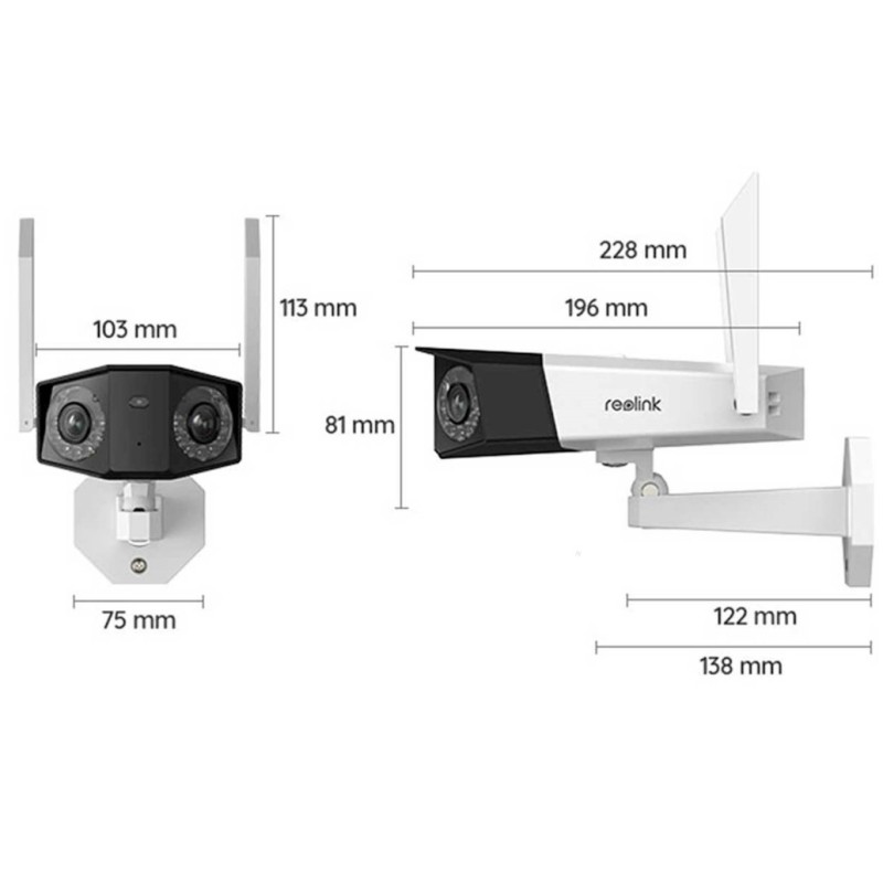 Zunanja nadzorna kamera Reolink 4608x1728 WiFi/LAN horizontalno 180°/vertikalno 60° montažna barvni nočni pogled (Duo Series W730) Reolink Zunanja nadzorna kamera Reolink 4608x1728 WiFi/LAN horizontalno 180°/vertikalno 60° montažna barvni nočni pogled (Duo Series W730)
