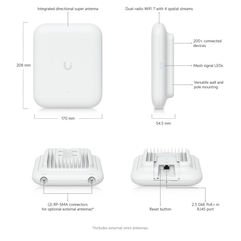 Usmerjevalnik brezžični Ubiquiti UniFi WiFi7 802.11be PoE+ 1xLAN (U7-OUTDOOR) UBIQUITI Usmerjevalnik brezžični Ubiquiti UniFi WiFi7 802.11be PoE+ 1xLAN (U7-OUTDOOR)