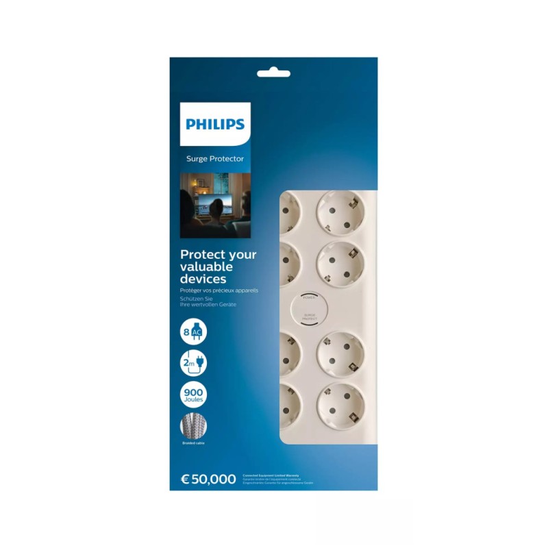 Razdelilec Philips 2,00m 8x230V prenapetostna zaščita (SPN7080WA/58) PHILIPS Razdelilec Philips 2,00m 8x230V prenapetostna zaščita (SPN7080WA/58)