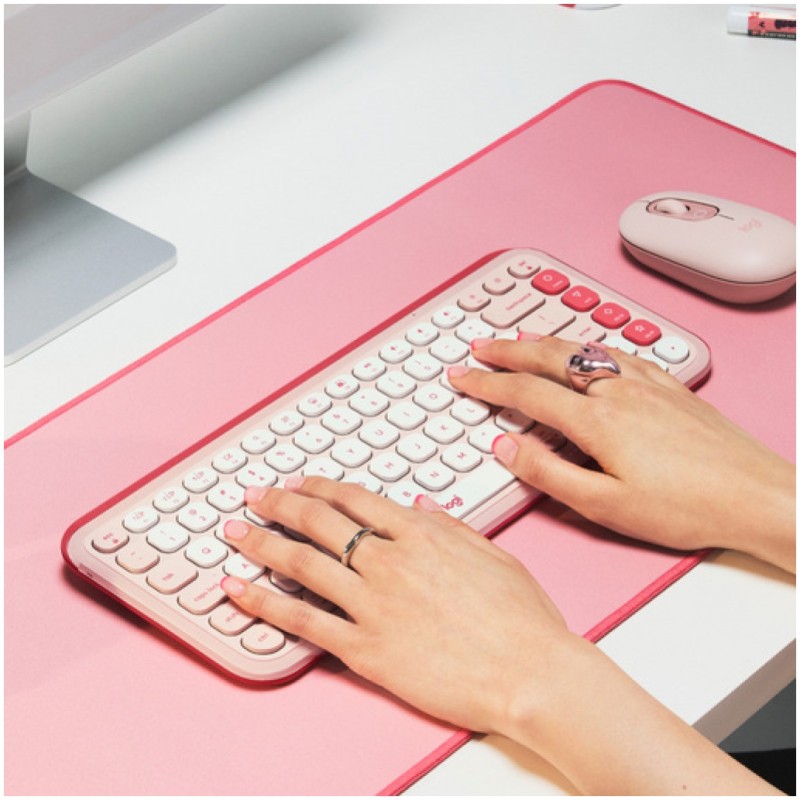 Tipkovnica brezžična + Bluetooth Logitech Pop Icon Keys US international | SLO gravura roza (920-013073) LOGITECH Tipkovnica brezžična + Bluetooth Logitech Pop Icon Keys US international | SLO gravura roza (920-013073)