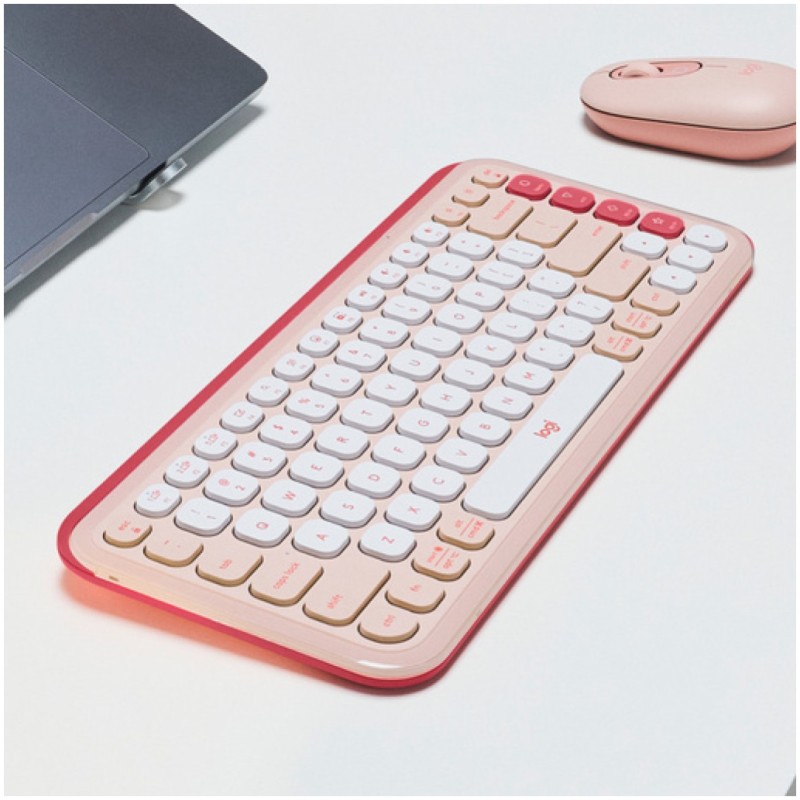 Tipkovnica brezžična + Bluetooth Logitech Pop Icon Keys US international | SLO gravura roza (920-013073) LOGITECH Tipkovnica brezžična + Bluetooth Logitech Pop Icon Keys US international | SLO gravura roza (920-013073)