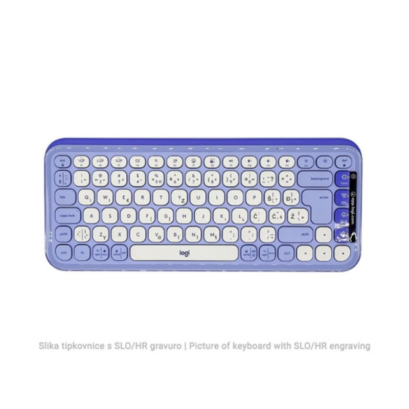 Tipkovnica brezžična + Bluetooth Logitech Pop Icon Keys US international | SLO gravura vijolična (920-013074) LOGITECH Tipkovnica brezžična + Bluetooth Logitech Pop Icon Keys US international | SLO gravura vijolična (920-013074)