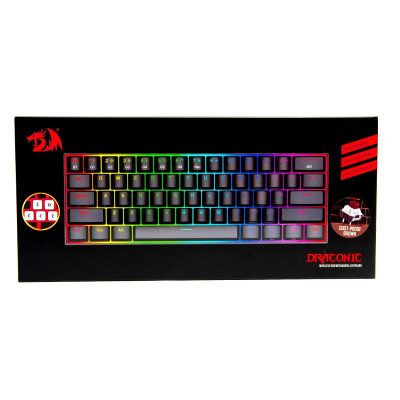 Gaming Tipkovnica USB-C Redragon DRACONIC K530 | SLO gravura črna RGB rjava stikala (10467) Redragon Gaming Tipkovnica USB-C Redragon DRACONIC K530 | SLO gravura črna RGB rjava stikala (10467)