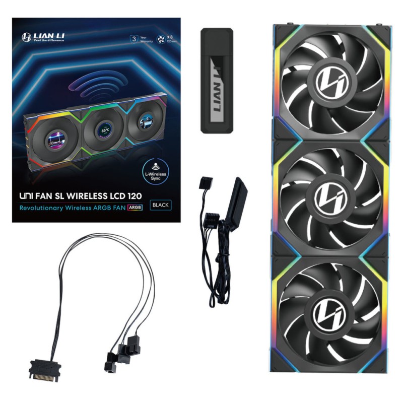 Ventilator Lian-Li UNI FAN SL Wireless LCD 120mm črna ARGB (3 pack + kontroler) Lian-Li Ventilator Lian-Li UNI FAN SL Wireless LCD 120mm črna ARGB (3 pack + kontroler)