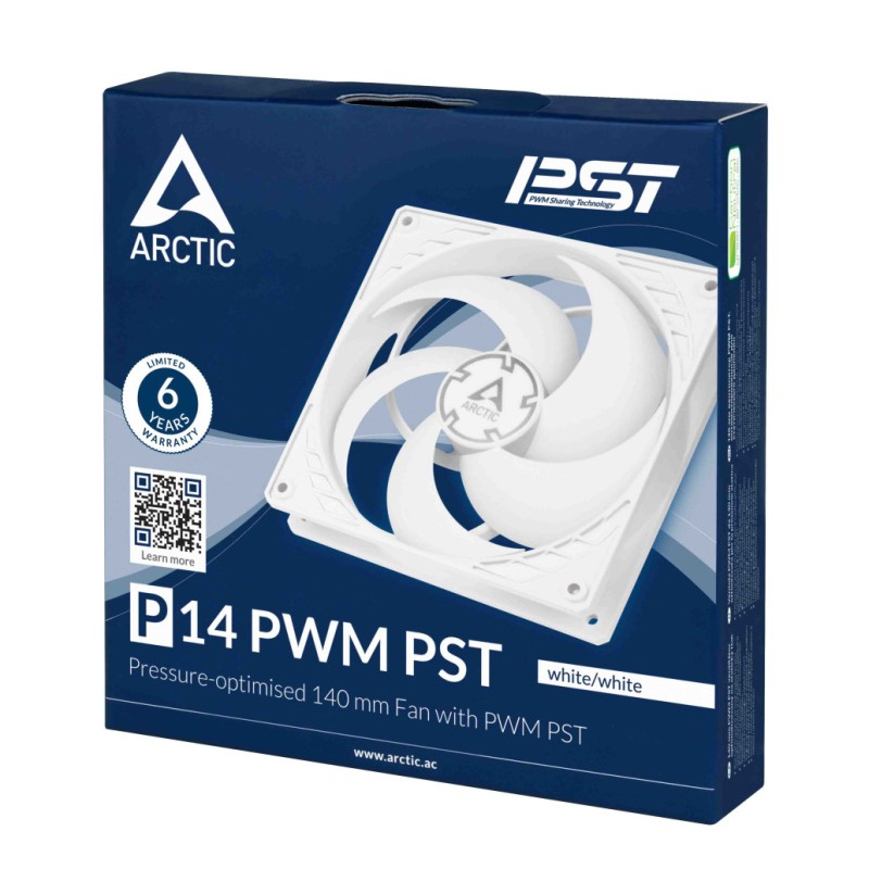 Ventilator Arctic P14 PWM PST 140mm bela ARCTIC Ventilator Arctic P14 PWM PST 140mm bela