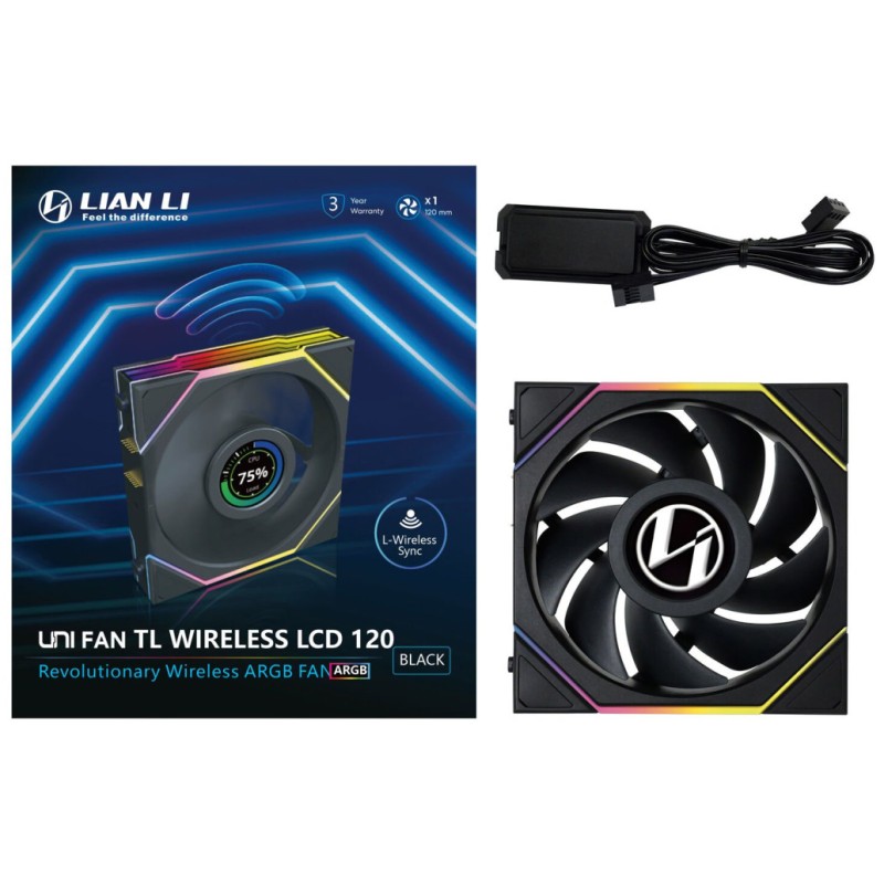 Ventilator Lian-Li UNI FAN TL Wireless LCD 120mm črna ARGB Lian-Li Ventilator Lian-Li UNI FAN TL Wireless LCD 120mm črna ARGB