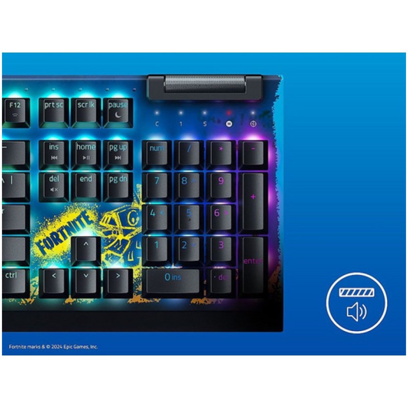Gaming Tipkovnica Žična Razer BlackWidow V4 X US | rumena RGB Fortnite Edition (RZ03-04703600-R3M1) Razer Gaming Tipkovnica Žična Razer BlackWidow V4 X US | rumena RGB Fortnite Edition (RZ03-04703600-R3M1)