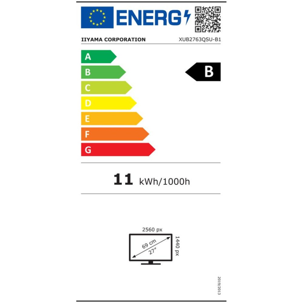 Monitor Iiyama 68,6 cm (27,0) XUB2763QSU-B1 2560x1440 100Hz IPS 2ms HDMI DisplayPort 2xUSB3.0 Pivot Zvočniki  sRGB96% ProLite