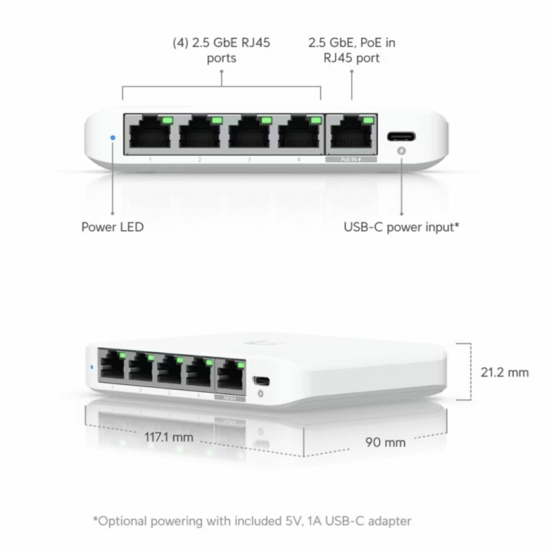 STIKALO 5-PORT Ubiquiti UniFi 2,5G (USW-Flex-2.5G-5) UBIQUITI STIKALO 5-PORT Ubiquiti UniFi 2,5G (USW-Flex-2.5G-5)