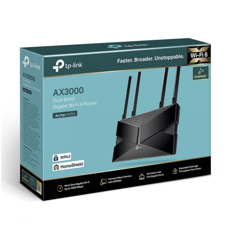 Usmerjevalnik brezžični TP-Link Archer AX53 WiFi6 802.11ax AX3000 2402Mbit/s dualband 4xLAN 4x antena (ARCHER AX53) TP-LINK Usmerjevalnik brezžični TP-Link Archer AX53 WiFi6 802.11ax AX3000 2402Mbit/s dualband 4xLAN 4x antena (ARCHER AX53)