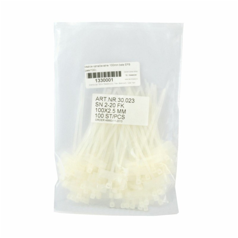 UREJEVALNIK kablov - vezice označevalne EFB 100 x 2,5mm (100 kosov/paket) EFB UREJEVALNIK kablov - vezice označevalne EFB 100 x 2,5mm (100 kosov/paket)