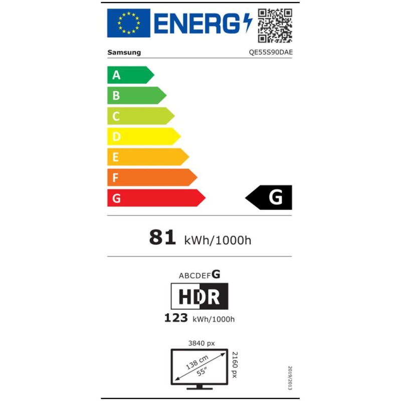TV sprejemnik Samsung 55,0 139,7 cm QE55S90D 3840x2160 OLED SMART Tizen 4xHDMI 2xUSB BT WiFi RJ45 HDR10+ SAMSUNG TV sprejemnik Samsung 55,0 139,7 cm QE55S90D 3840x2160 OLED SMART Tizen 4xHDMI 2xUSB BT WiFi RJ45 HDR10+