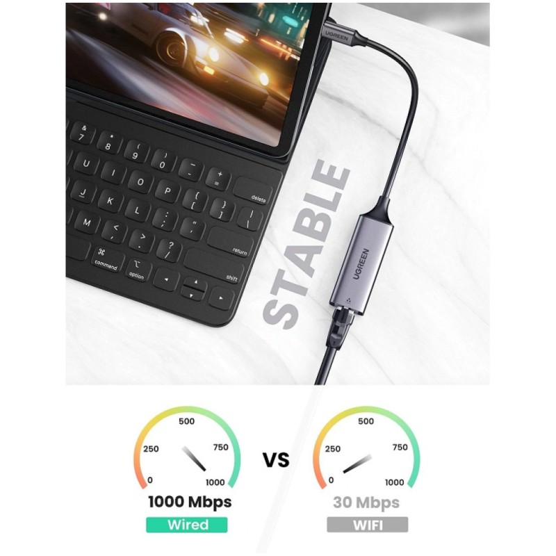 Mrežni adapter USB-C => LAN RJ45 100/1000 Ugreen gigabit (50737) UGREEN Mrežni adapter USB-C => LAN RJ45 100/1000 Ugreen gigabit (50737)