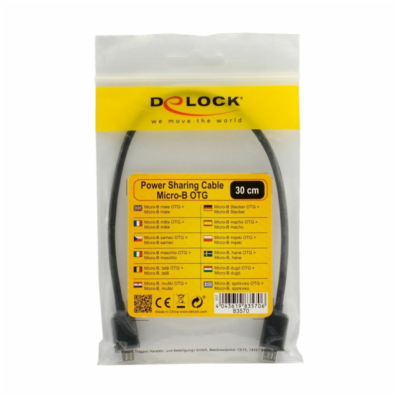 Kabel USB B mikro => B mikro Delock 0,3m+ USB power sharing 83570 Delock Kabel USB B mikro => B mikro Delock 0,3m+ USB power sharing 83570