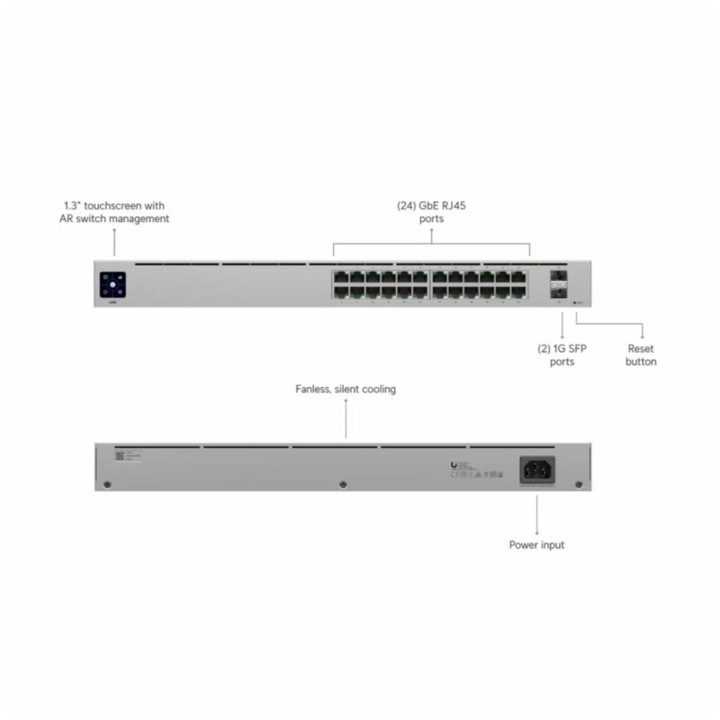 STIKALO 24-PORT + 2x SFP Ubiquiti 10/100/1000 (USW-24-EU) UBIQUITI STIKALO 24-PORT + 2x SFP Ubiquiti 10/100/1000 (USW-24-EU)