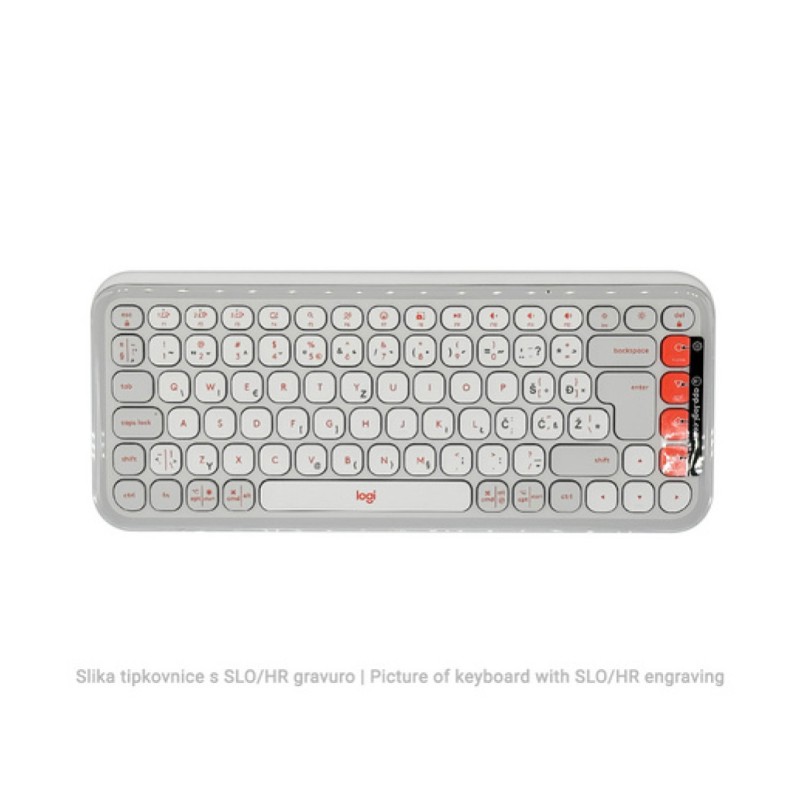 Tipkovnica in miš Logitech brezžična + Bluetooth POP Icon Combo US international bela tiha SLO gravura (920-013141)