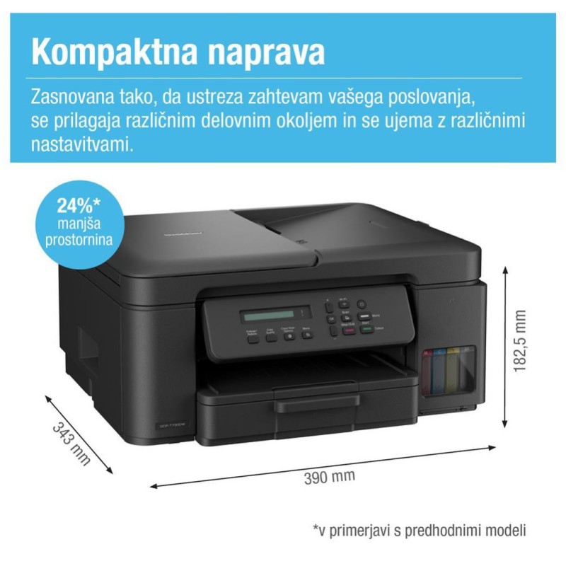 Tiskalnik multifunkcijski brizgalni barvni Brother DCP-T730DW A4 duplex tisk enostransko skeniranje USB WiFi 16ppm (DCPT730DWYJ1) Brother Tiskalnik multifunkcijski brizgalni barvni Brother DCP-T730DW A4 duplex tisk enostransko skeniranje USB WiFi 16ppm (DCPT730DWYJ1)