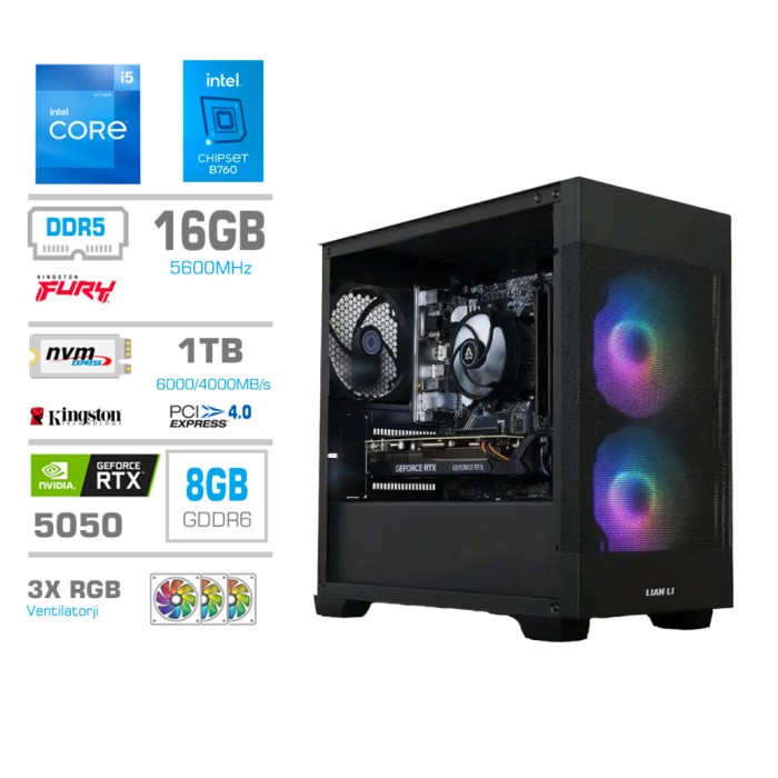 Računalnik MEGA MT S7X i5-12400F/RTX5050/16GB/1TB-4.0/750W/Brez OS/črna RGB Računalnik MEGA MT S7X i5-12400F/RTX5050/16GB/1TB-4.0/750W/Brez OS/črna RGB
