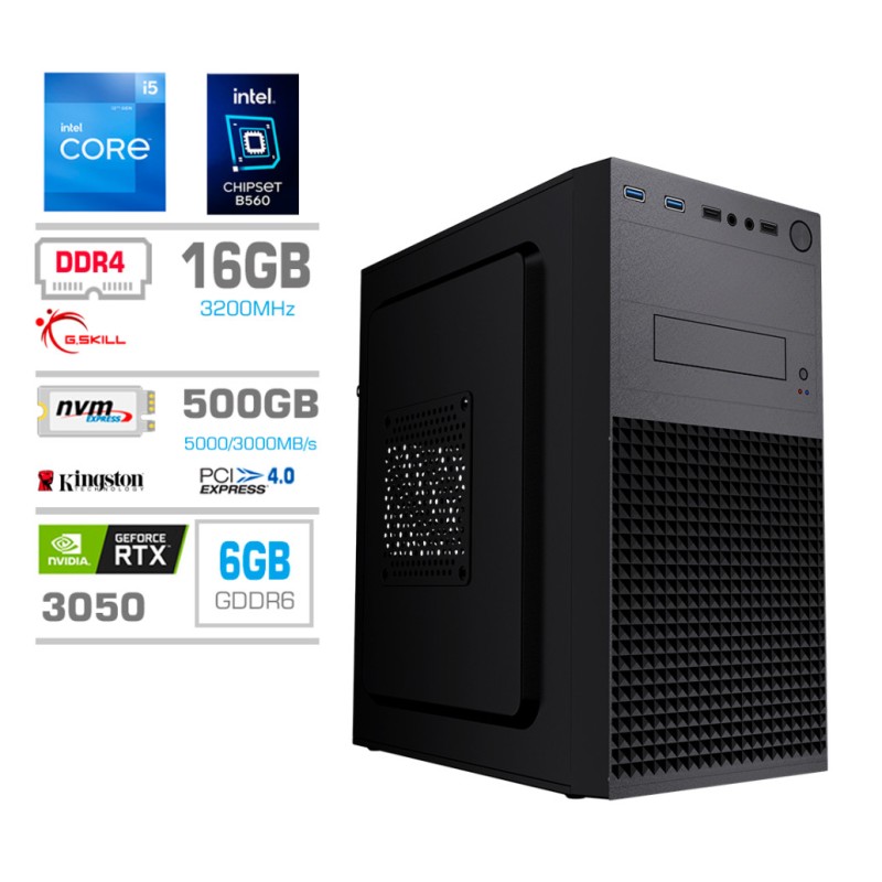 Računalnik MEGA MT S4 i5-11400F/RTX3050/16GB/500GB-4.0/450W/Brez OS MEGA Računalnik MEGA MT S4 i5-11400F/RTX3050/16GB/500GB-4.0/450W/Brez OS
