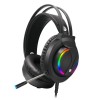 Slušalke žične Robaxo naglavne z mikrofonom USB črne RGB (GH220)