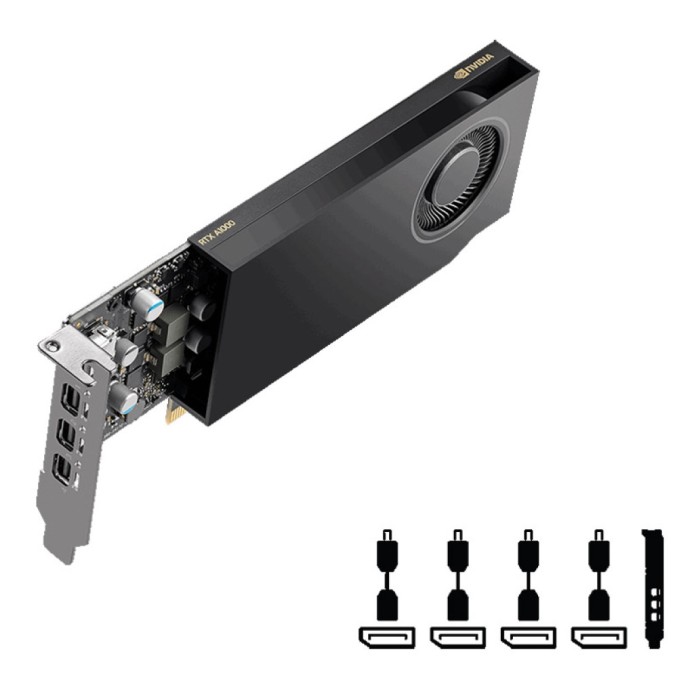 Grafična kartica RTX A400 PNY Low profile - 4GB GDDR6  | 4xmDisplayport 1.4a (priloženi adapterji) (VCNRTXA400-PB)