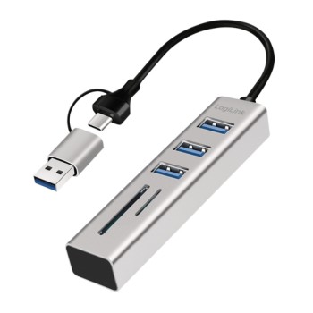 HUB USB-C/A => 3xUSB-A 1xSD 1xmicroSD 5Gbps LogiLink (UA0445)