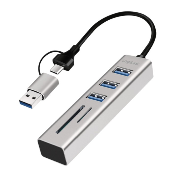 HUB USB-C/A => 3xUSB-A 1xSD 1xmicroSD 5Gbps LogiLink (UA0445) HUB USB-C/A => 3xUSB-A 1xSD 1xmicroSD 5Gbps LogiLink (UA0445)