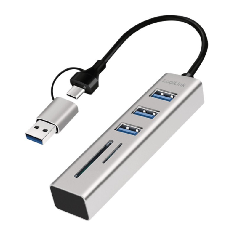 HUB USB-C/A => 3xUSB-A 1xSD 1xmicroSD 5Gbps LogiLink (UA0445) LOGILINK HUB USB-C/A => 3xUSB-A 1xSD 1xmicroSD 5Gbps LogiLink (UA0445)